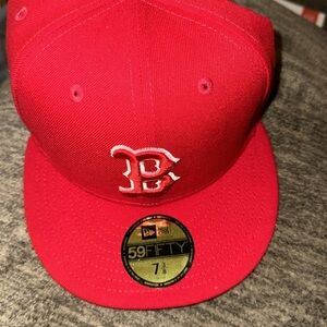 New Men's‎ Boston Red Sox New Era Red Lava Highlighter Logo 59FIFTY Fitted Hat